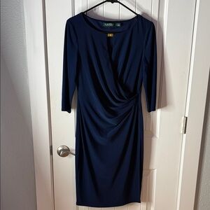 Lauren Ralph Lauren Navy Blue Draped Dress